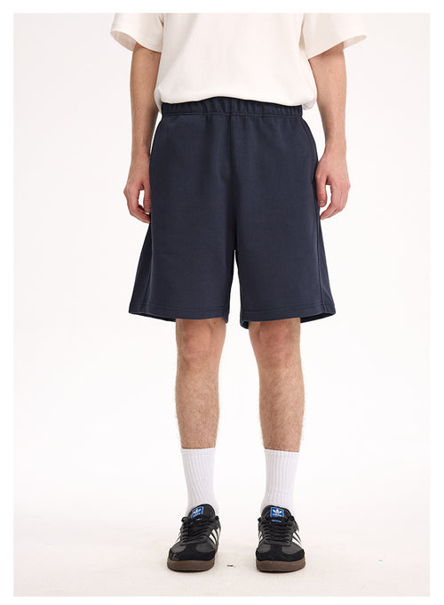Navy lounge shorts, front view