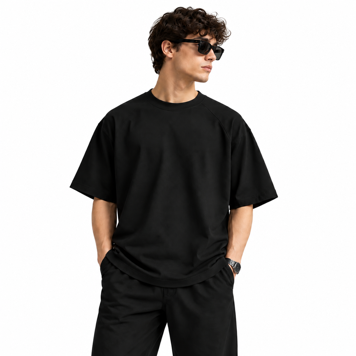 Black men's cooling T-shirt, front view