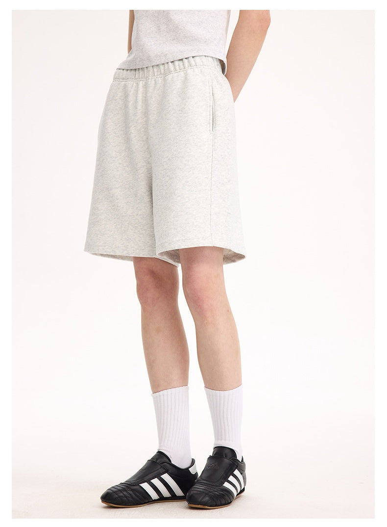Heather gray lounge shorts, alternate front view