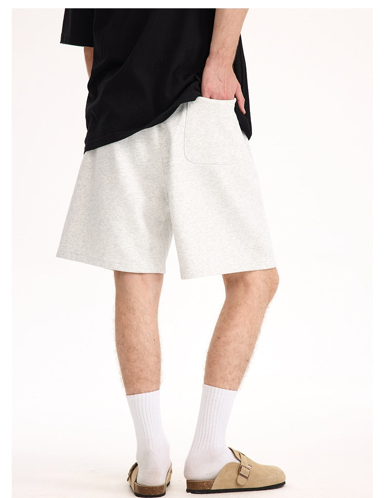 Heather gray lounge shorts, rear view