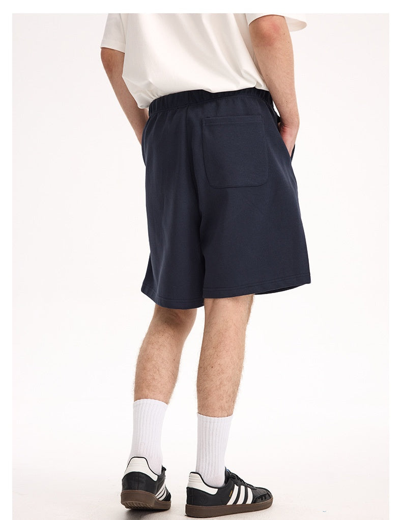 Navy lounge shorts, rear view