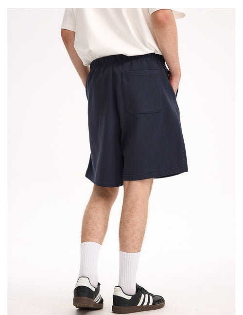 Navy lounge shorts, rear view